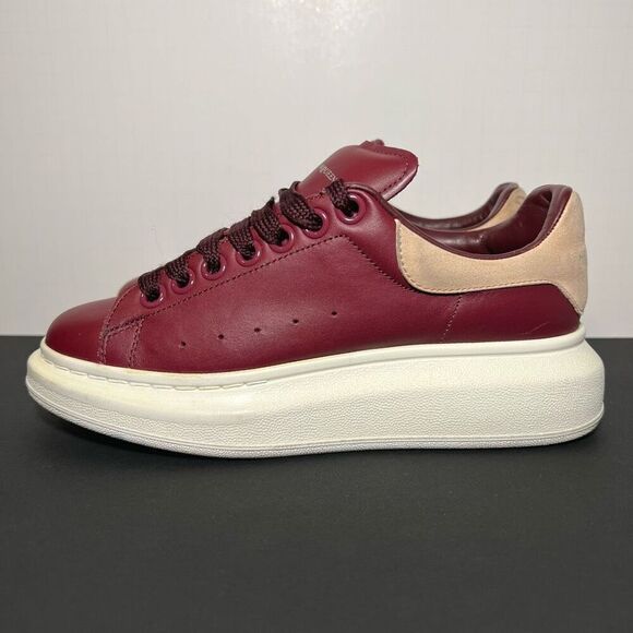 Womens ALEXANDER MCQUEEN Oversize Burgundy Red Leather Trainers / Size 6.5 - Picture 3 of 9